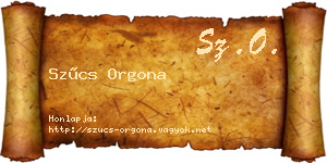 Szűcs Orgona névjegykártya